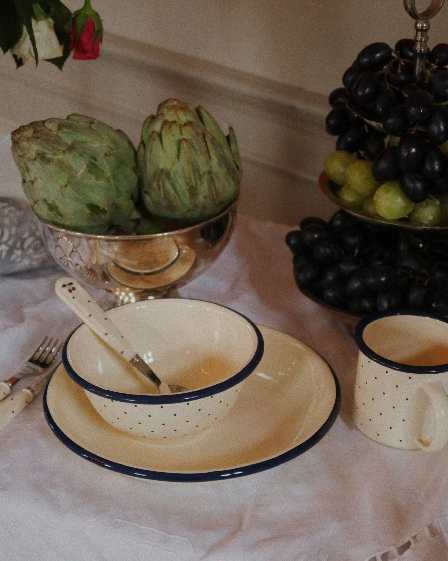 CUTLERY SET - NAVY DOT