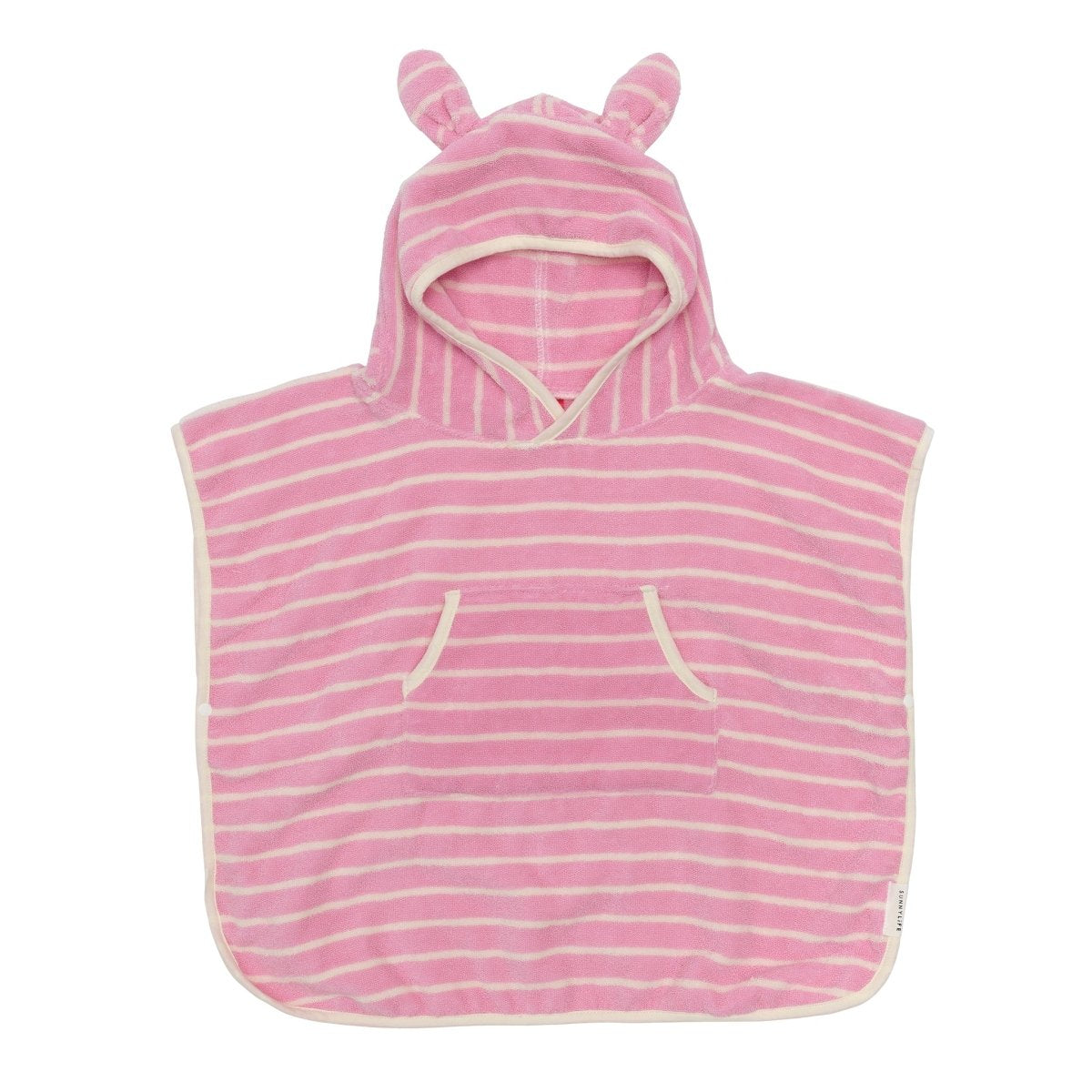 KIDS CHARACTER HOODED TOWEL - COTTON CANDY PINK STRIPE