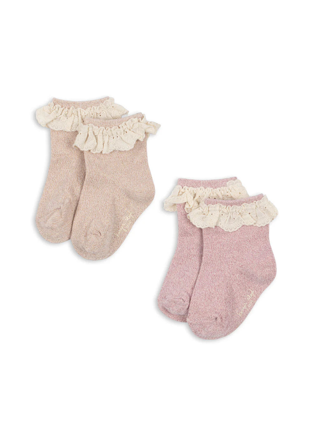 2 PACK GLITTER FRILL SOCKS - ROSETTE