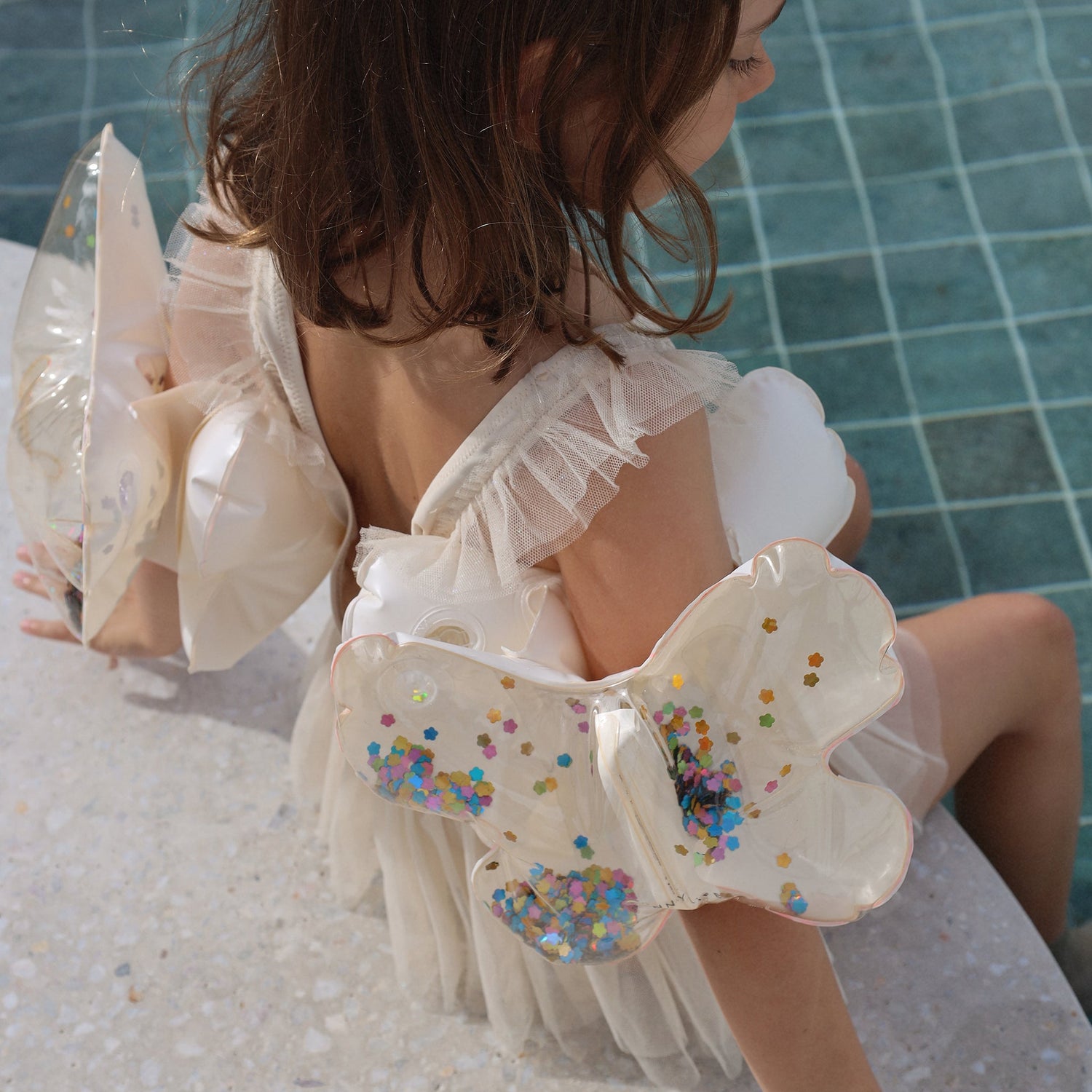 INFLATABLE ARM BAND - COTTON CANDY GLITTER