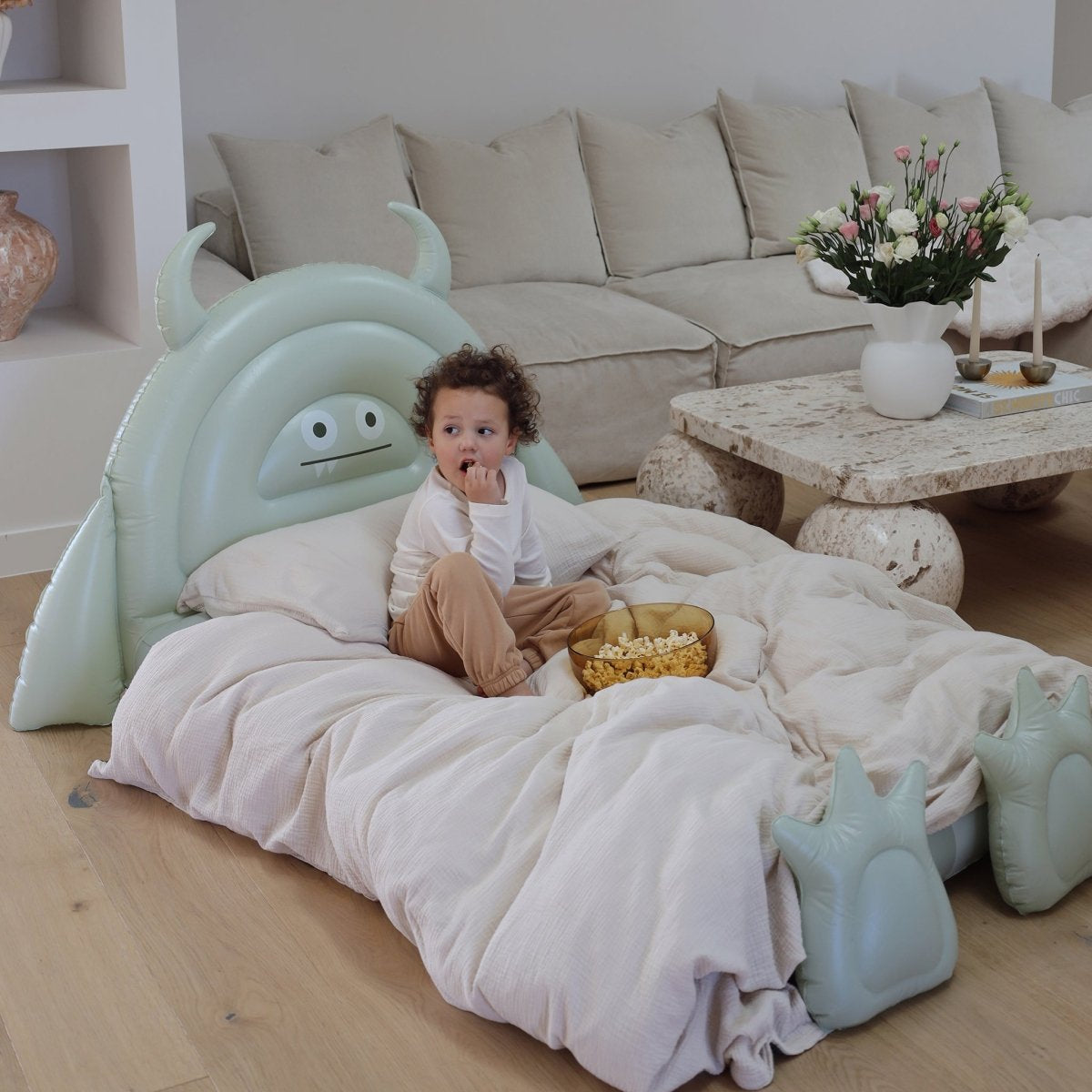 KIDS AIR MATTRESS - MONSTER GREEN