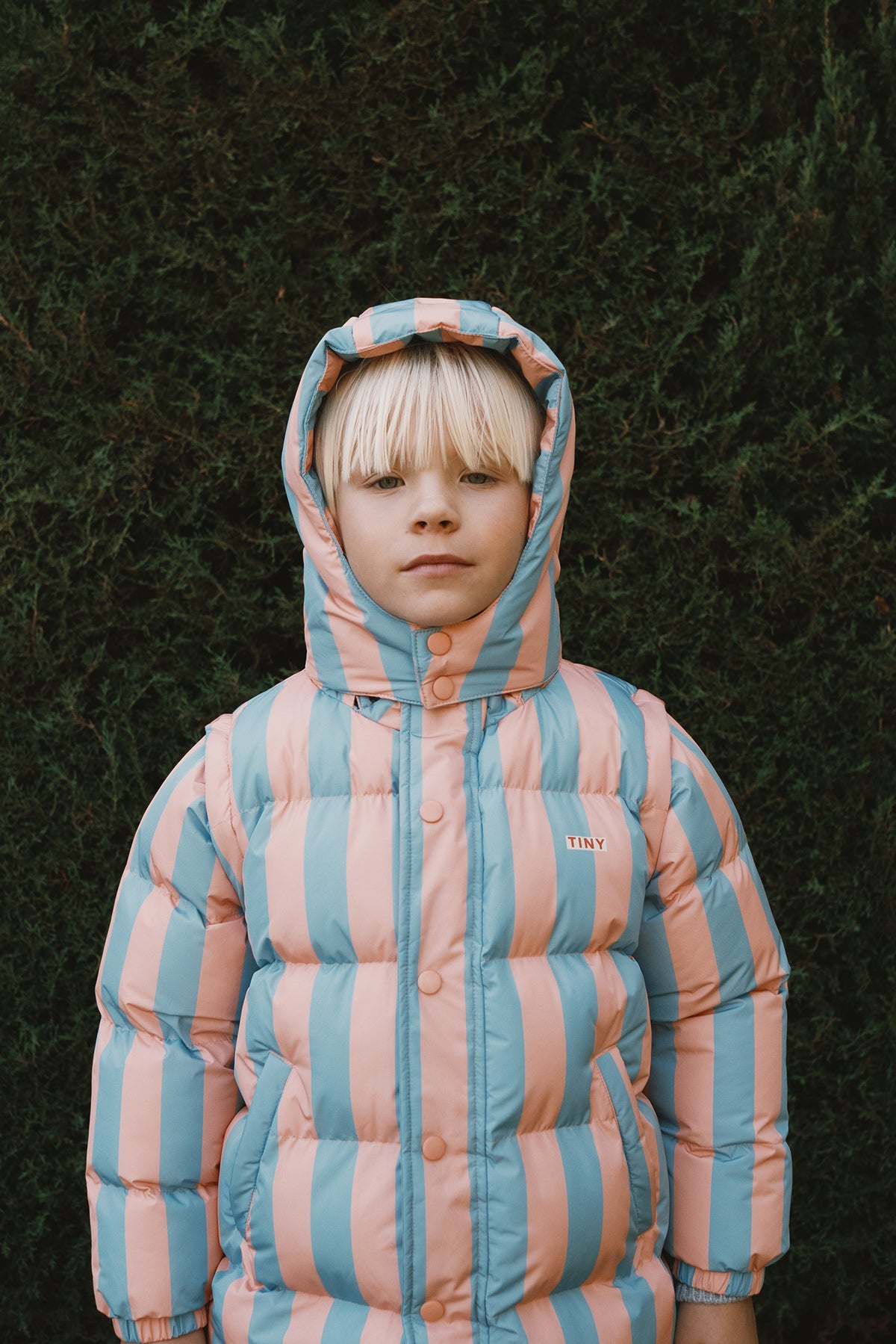 NUDE-BLUE STRIPES PADDED JACKET