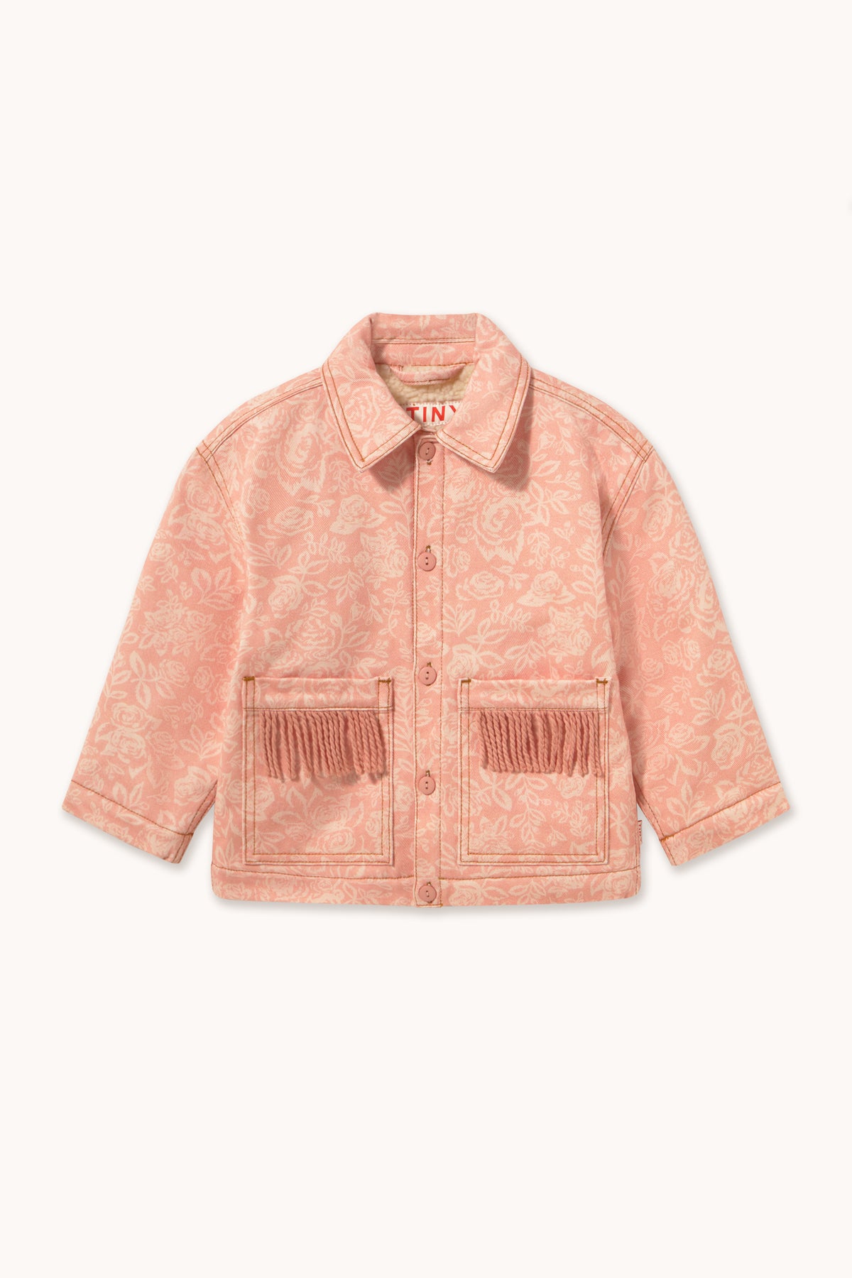 WHITE ROSES DENIM FRINGE JACKET