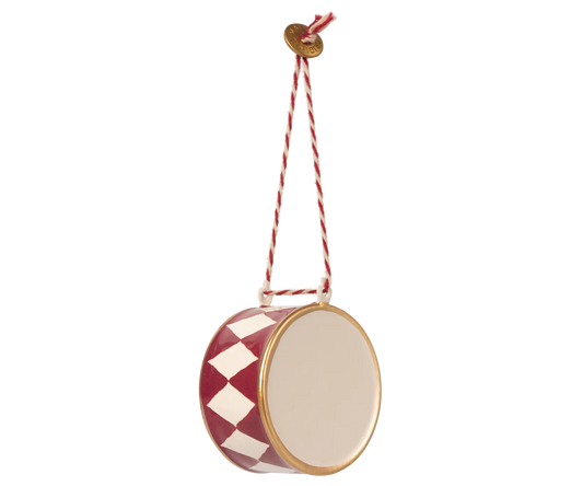 METAL ORNAMENT, DRUM, LARGE - RED