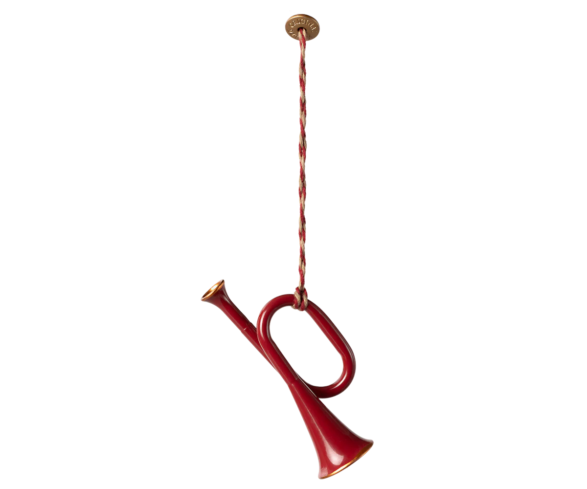 METAL ORNAMENT, TRUMPET - RED