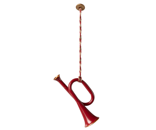 METAL ORNAMENT, TRUMPET - RED