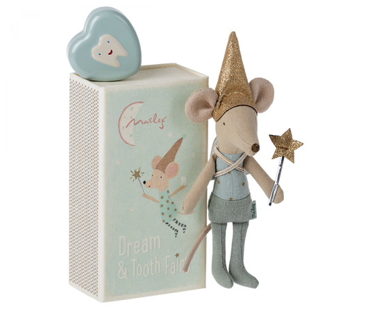 TOOTH FAIRY MOUSE IN MATCHBOX - BLUE