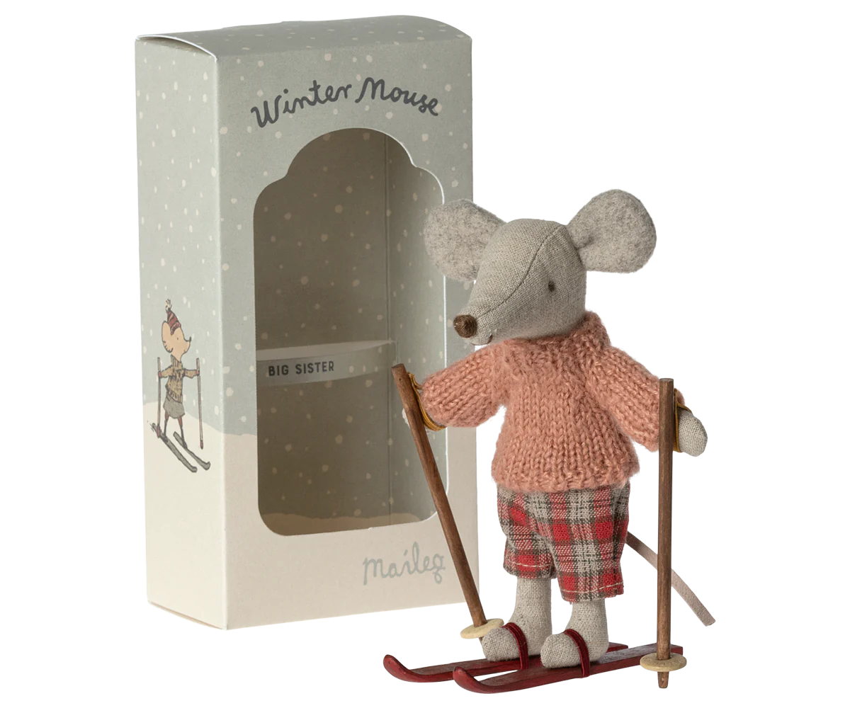 WINTER MOUSE WITH SKI SET, BIG SISTER