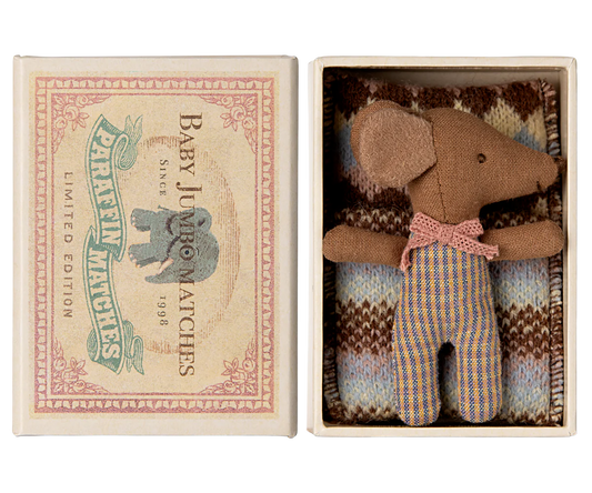 SLEEPY WAKEY BABY MOUSE IN MATCHBOX - ROSE