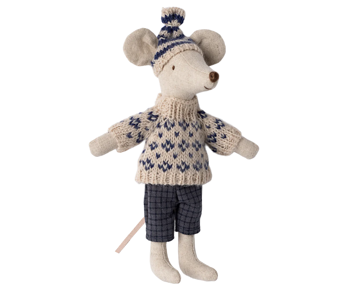 WINTER MOUSE WITH SKI SET, DAD - BLUE