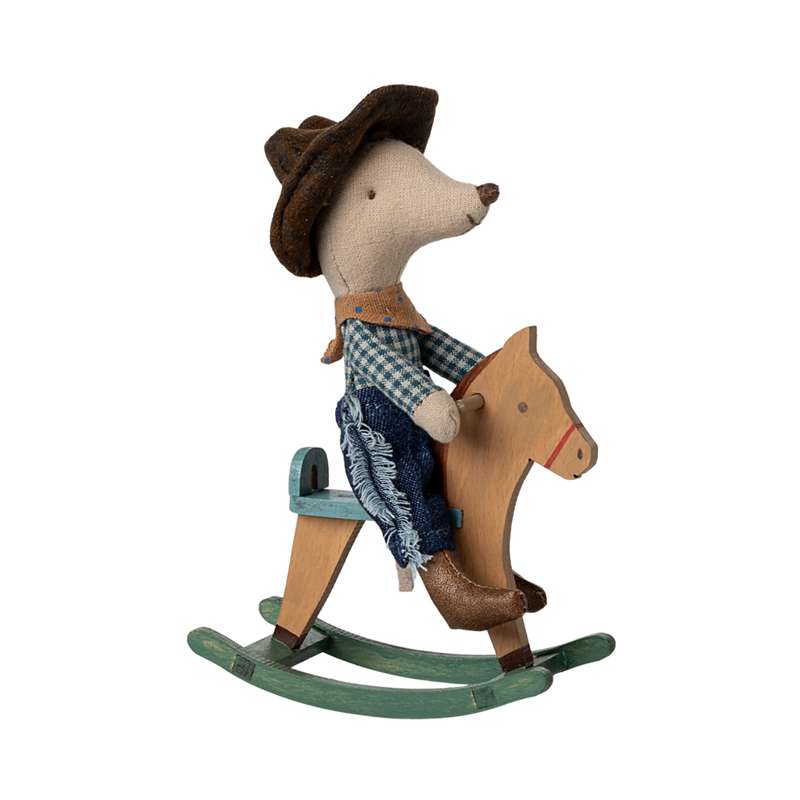 Cowboy Mouse On Rocking Horse - Little Brother