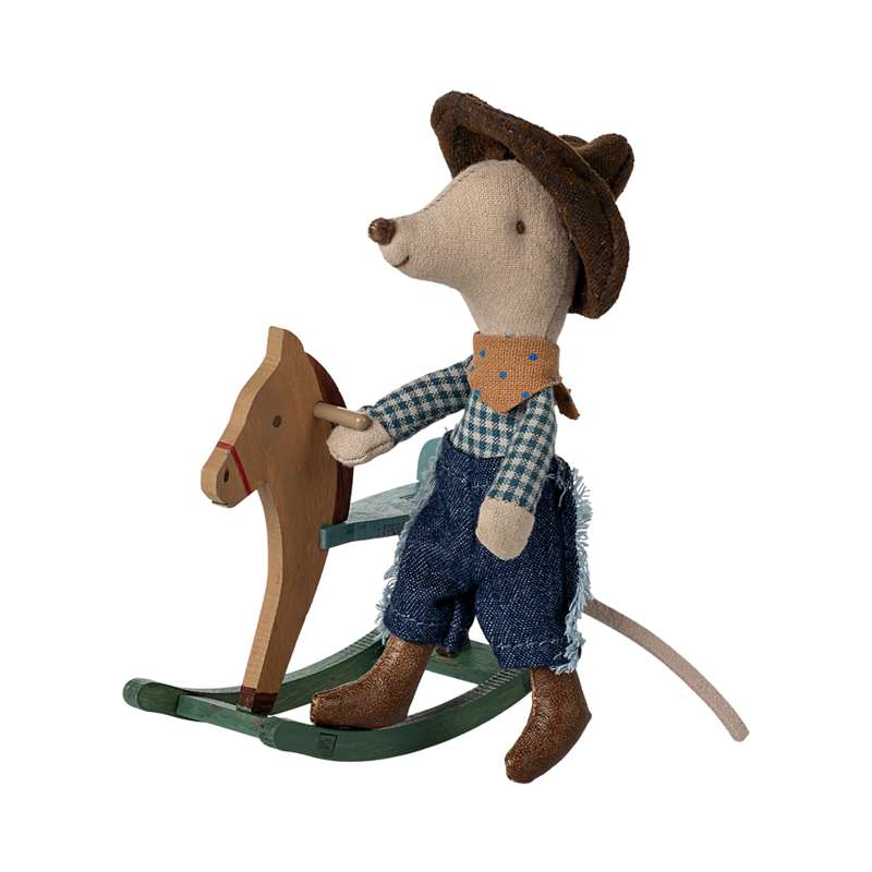 Cowboy Mouse On Rocking Horse - Little Brother