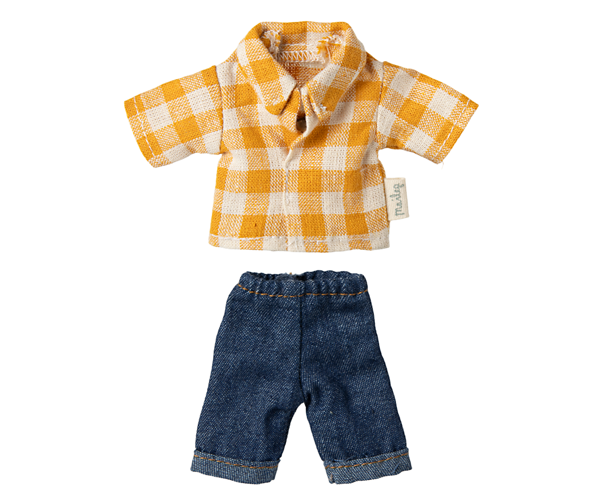 Yellow Checked Shirt And Pants Dad Mouse