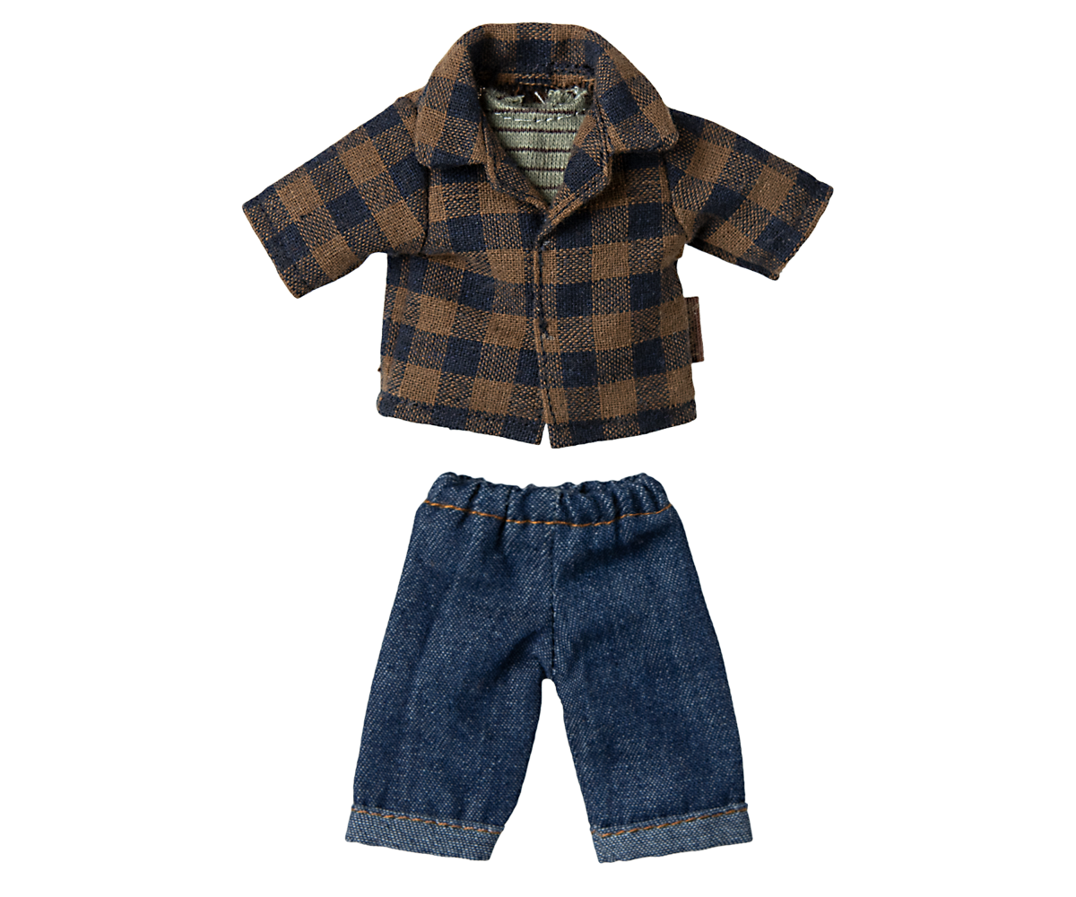 Brown Checked Shirt And Pants Dad Mouse