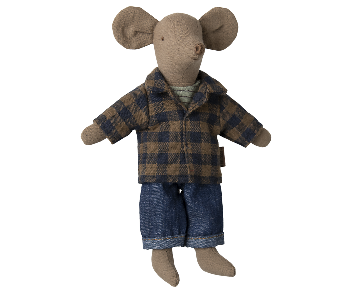 Brown Checked Shirt And Pants Dad Mouse