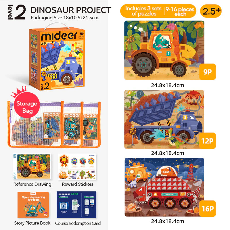 LEVEL UP DĖLIONIŲ RINKINYS - DINOZAURŲ PROJEKTAI (2 LYGIS)