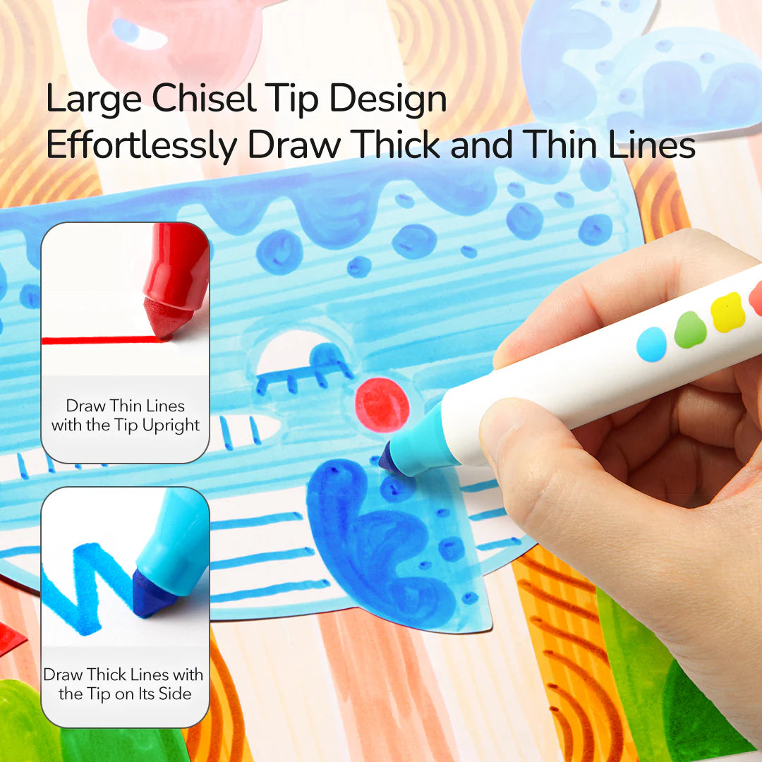 NUPLAUNAMI MARKERIAI FLOMASTERIAI – 12 SPALVŲ