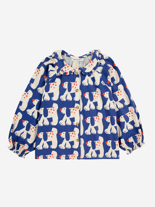 FAIRY DOG ALL OVER RANGLAN SLEEVE WOVEN BLOUSE