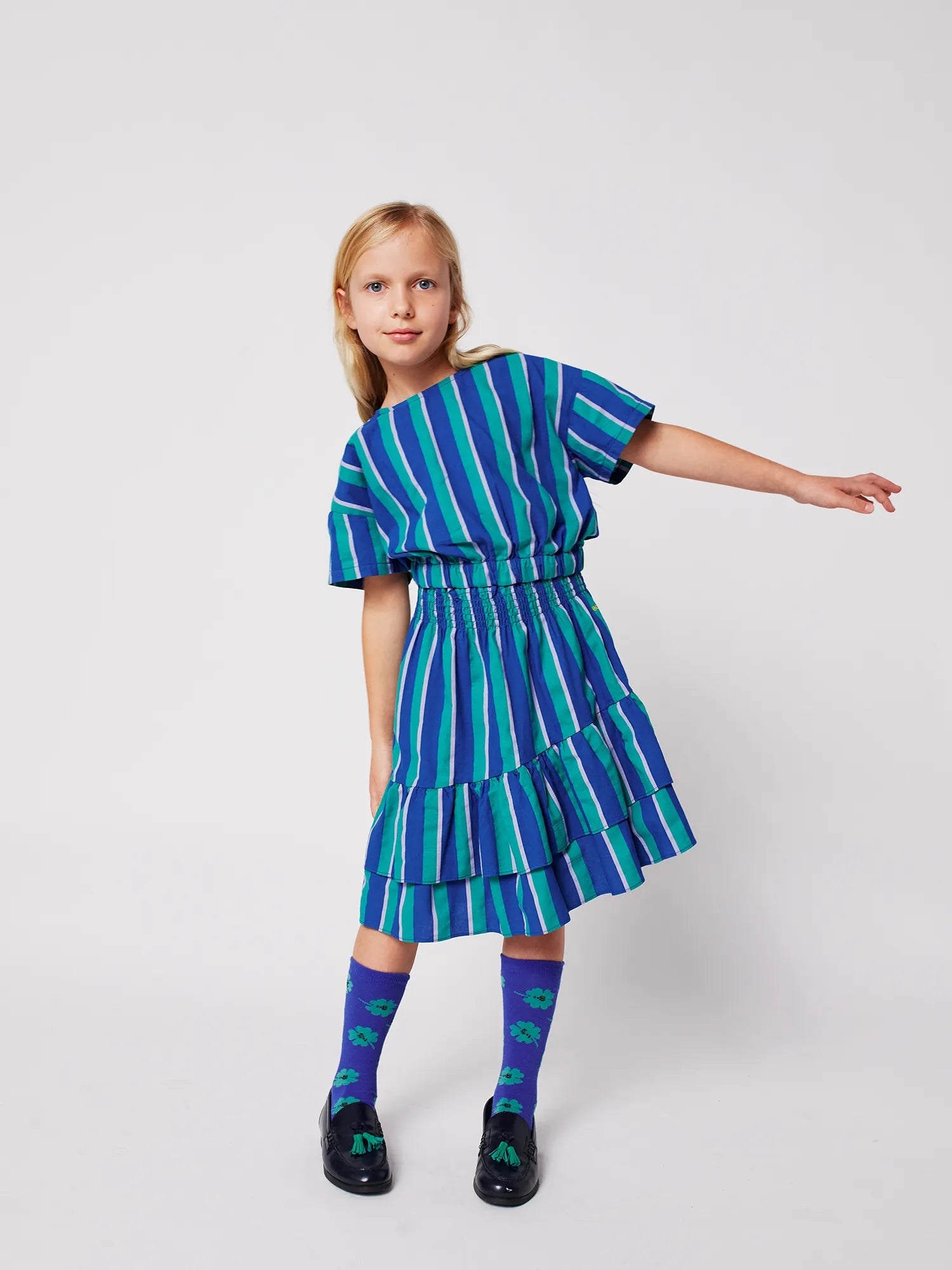 STRIPED WOVEN MIDI SKIRT