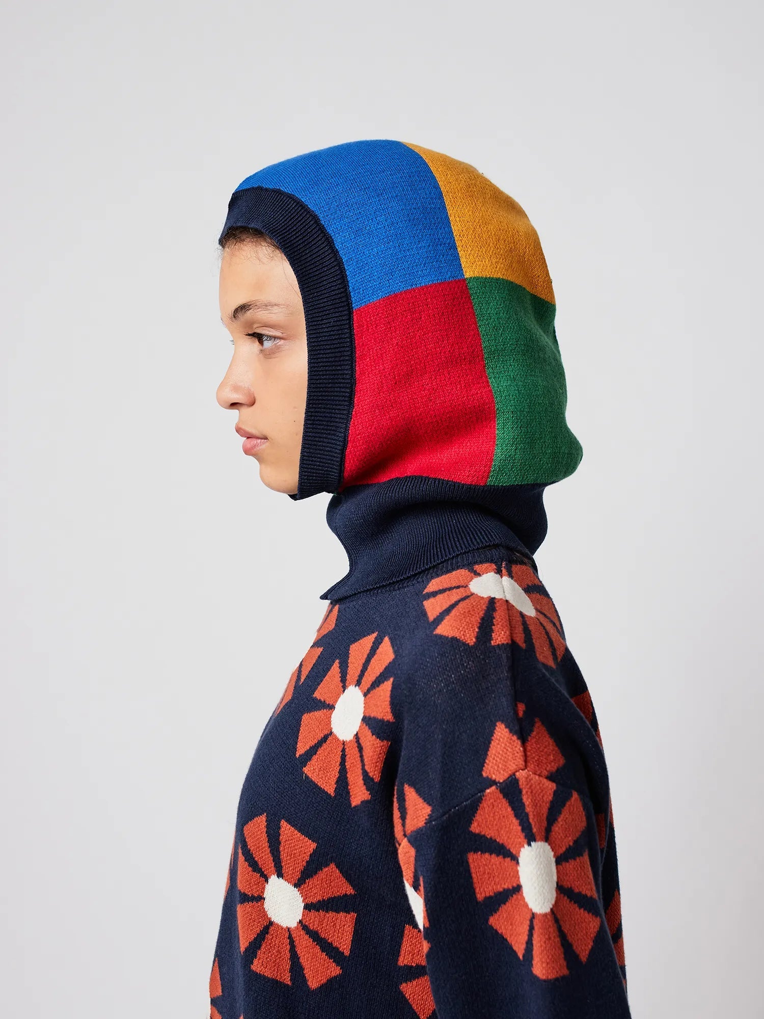 COLOR BLOCK KNITTED BALACLAVA