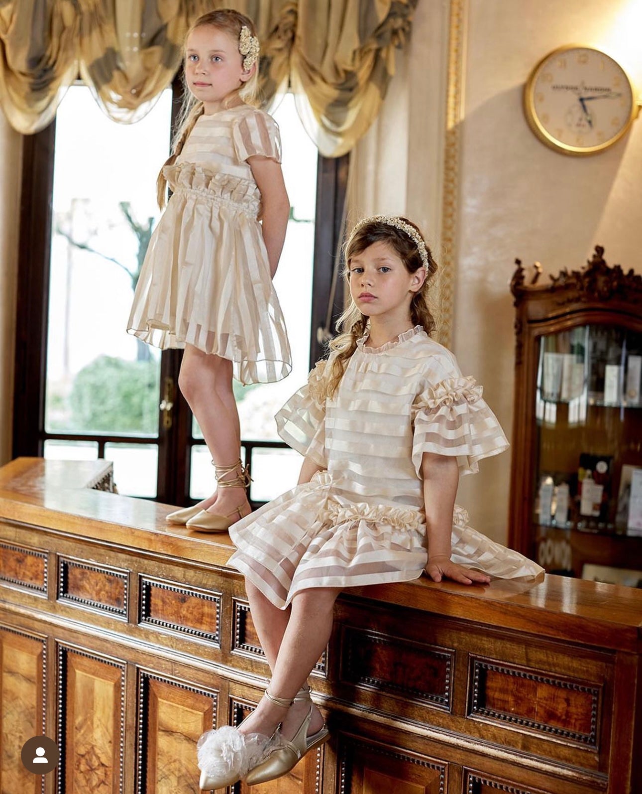 NINFEA- STRIPED ORGANZA DRESS WITH RUFFLES