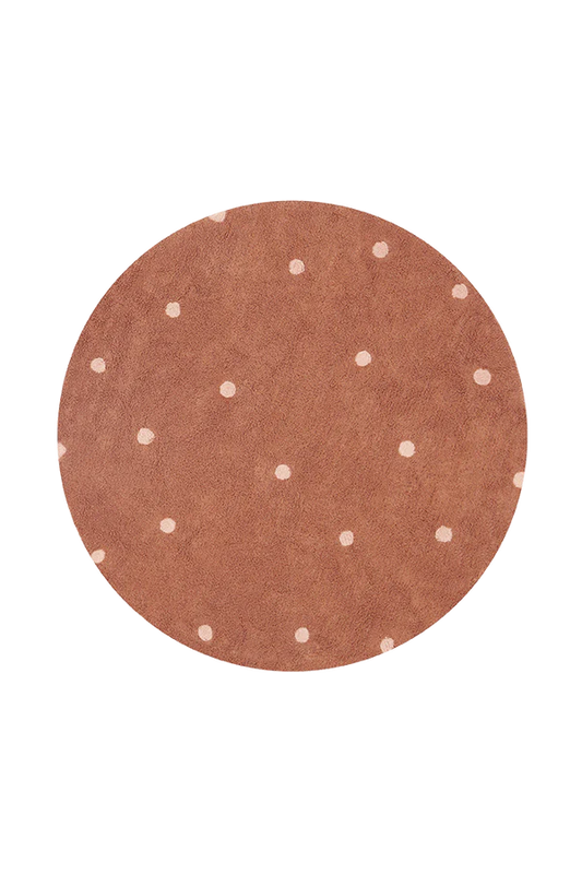 WASHABLE RUG ROUND DOT CHESTNUT