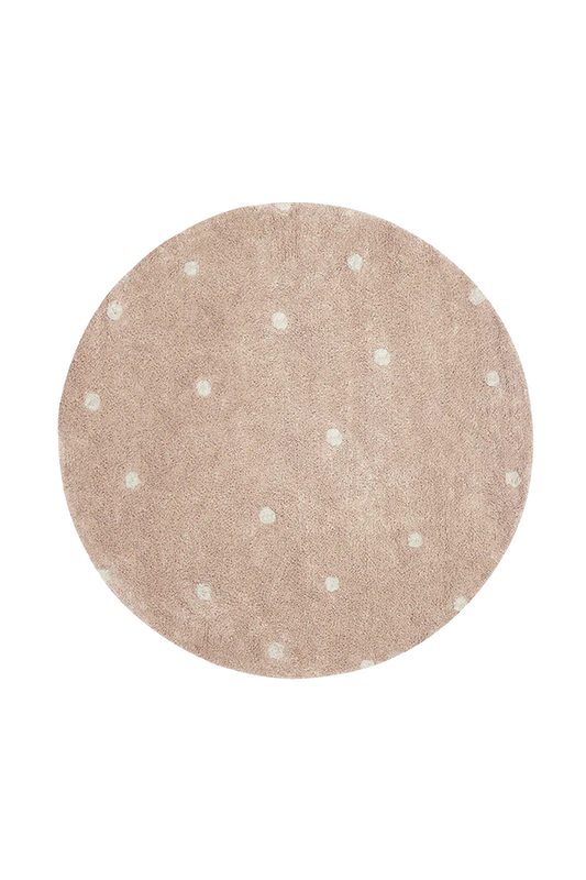 WASHABLE RUG ROUND DOT ROSE