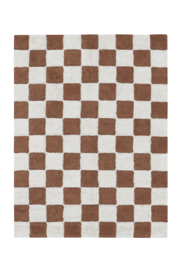 WASHABLE RUG KITCHEN TILES TOFFEE