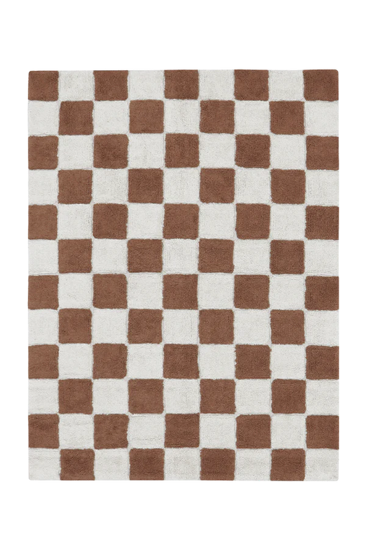 WASHABLE RUG KITCHEN TILES TOFFEE