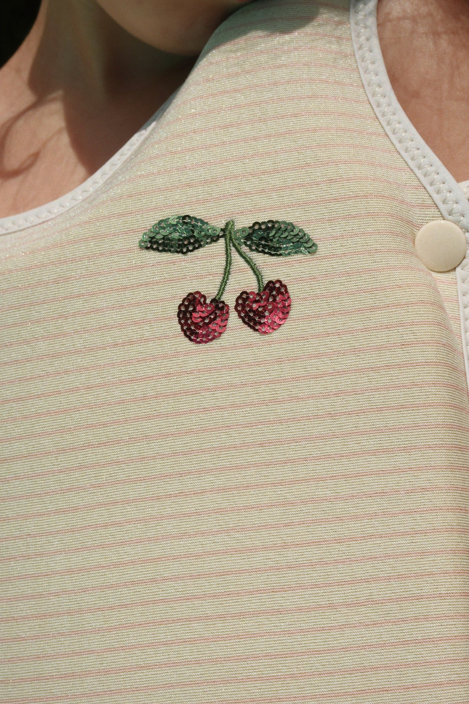 CHERRY SWIM VEST - ROSE STRIPE