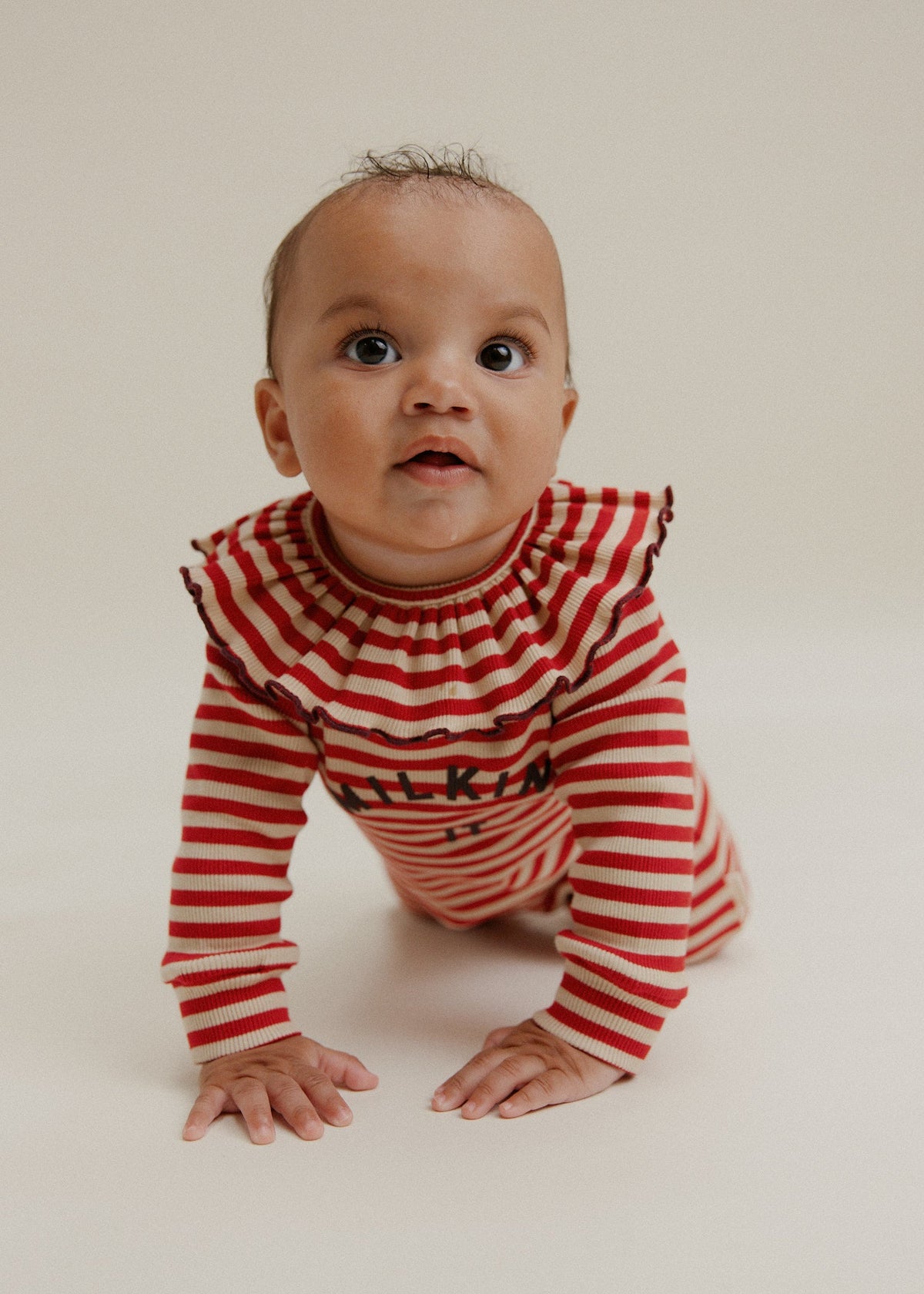 MILKING IT CRIMSON STRIPE ONESIE