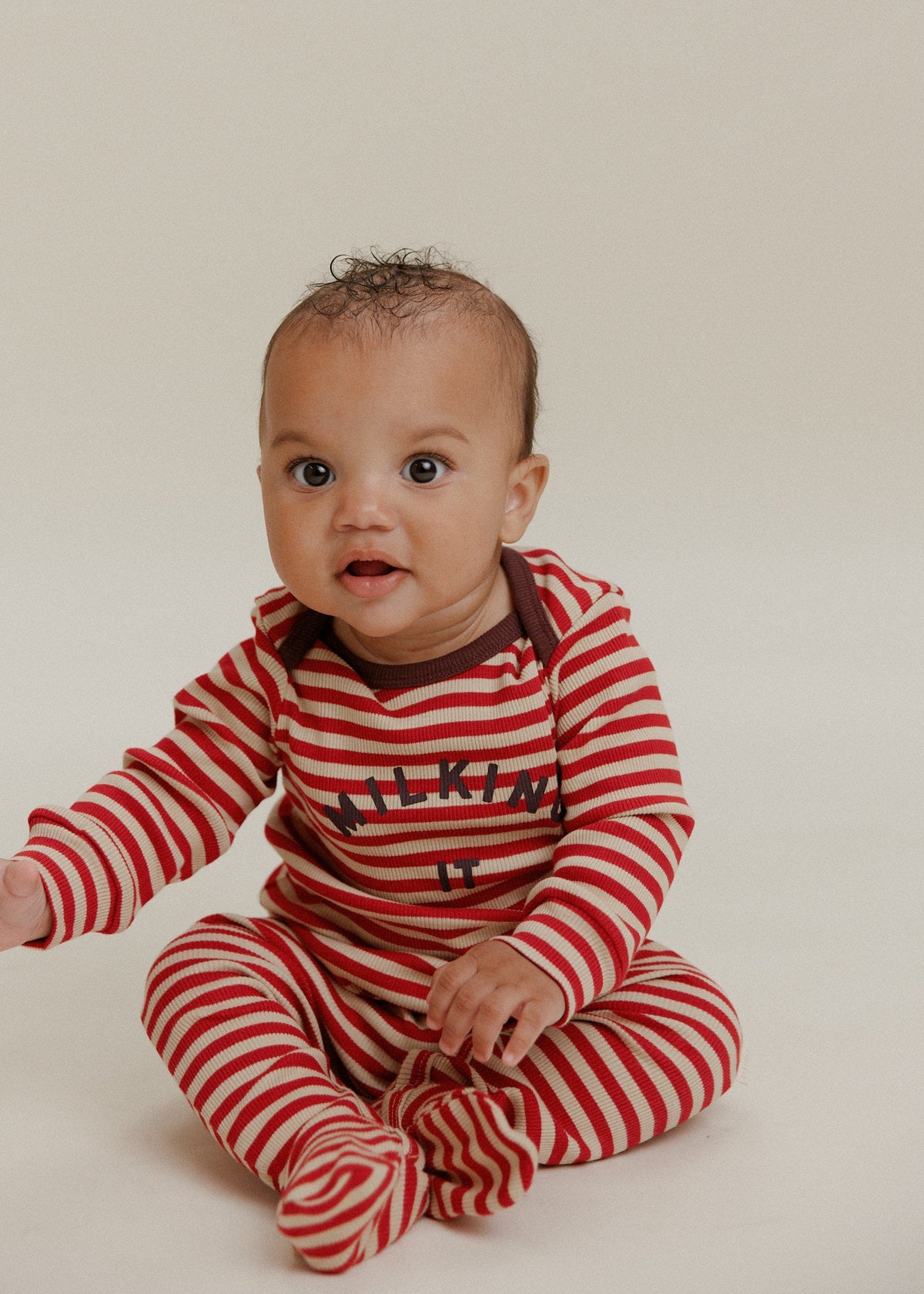 MILKING IT CRIMSON STRIPE ONESIE