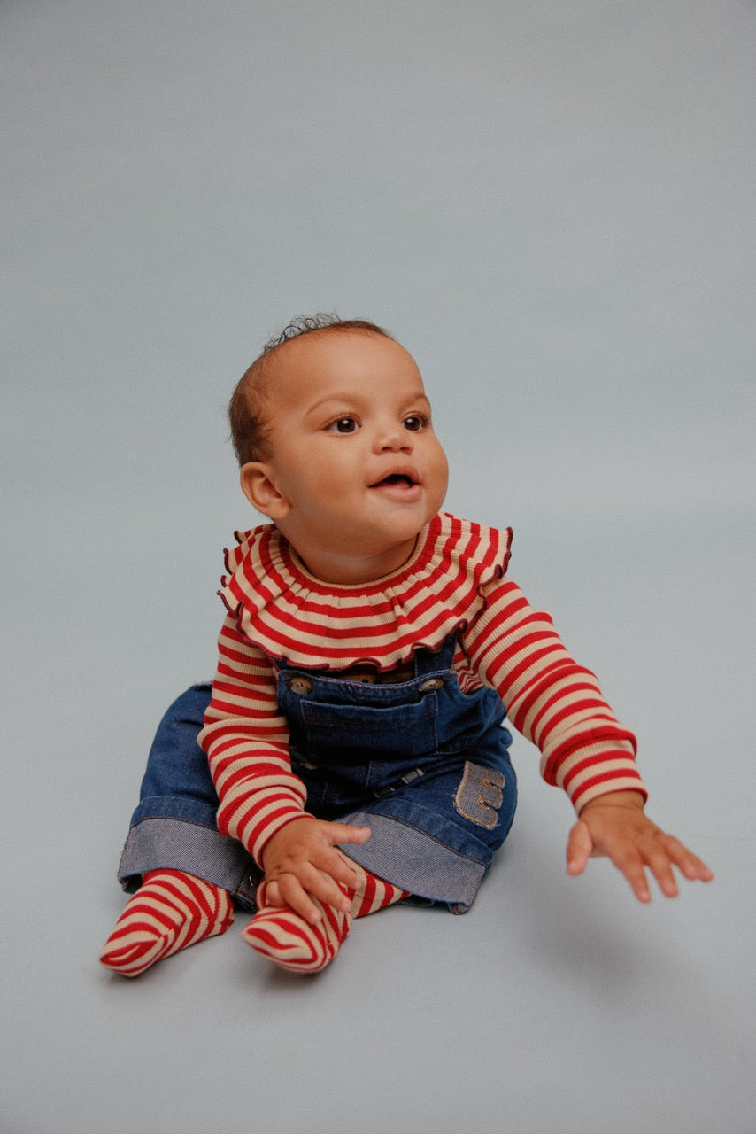 MILKING IT CRIMSON STRIPE ONESIE