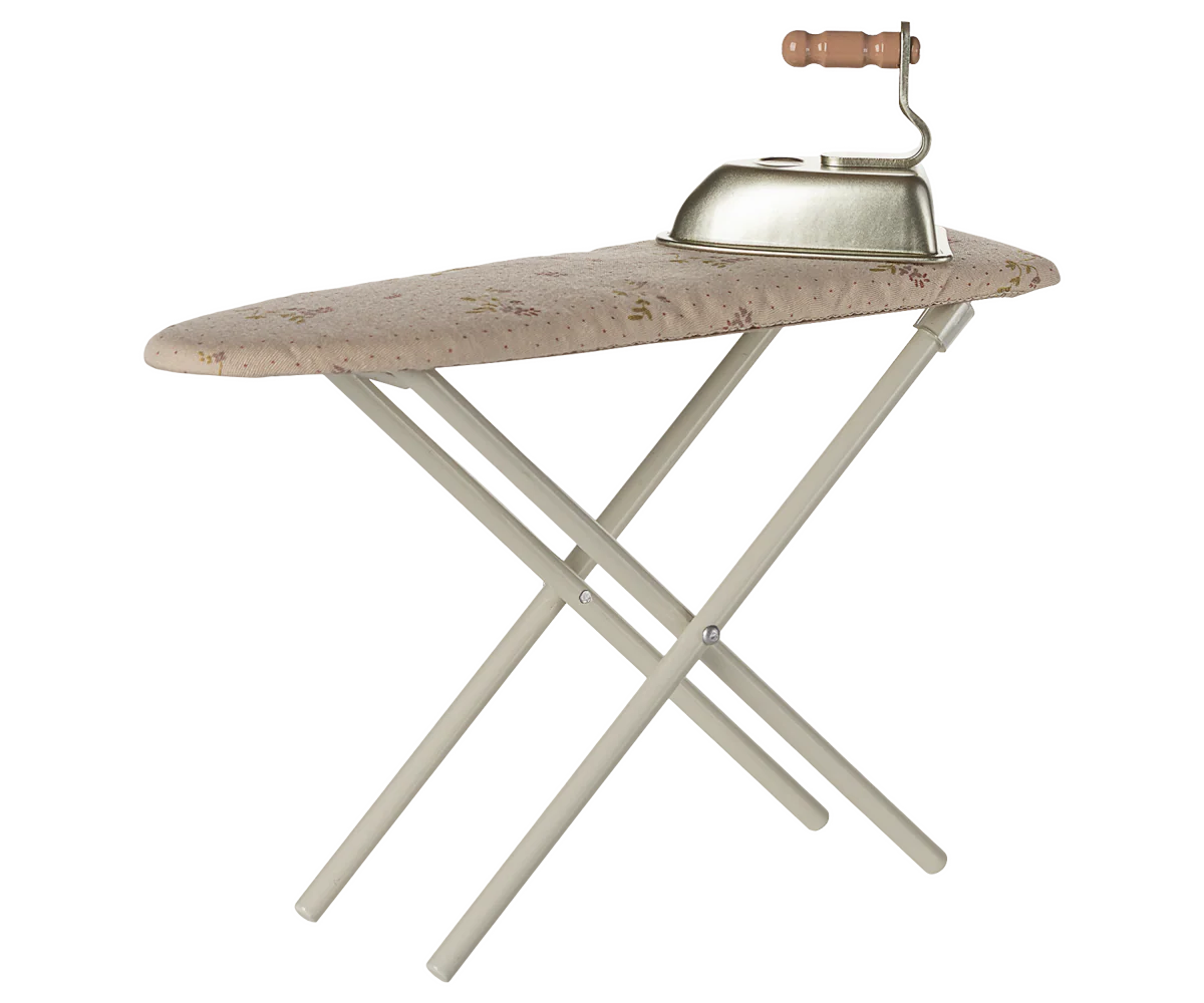 IRON AND IRONING BOARD, MINIATURE - OFF WHITE