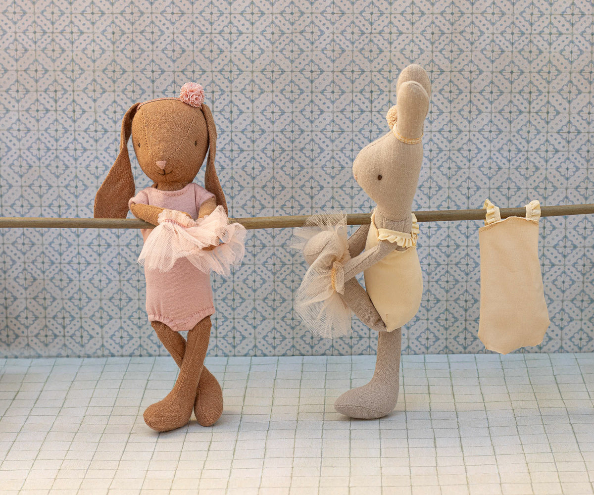Maileg Bunny Size 1 Chocolate Brown Ballet Suit and Skirt Rose