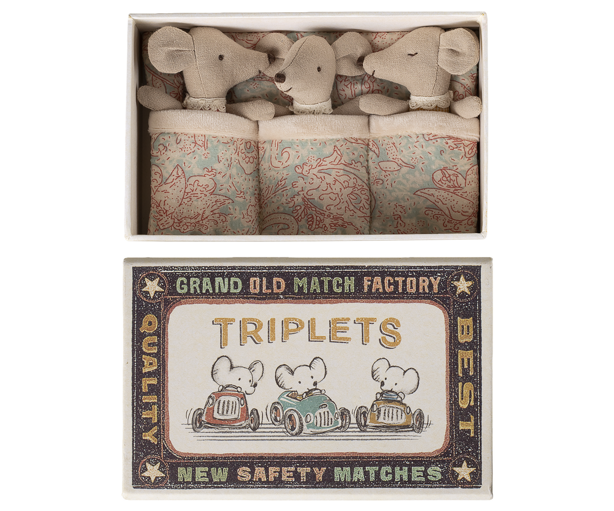 Triplets, Baby Mice in Matchbox - Checker
