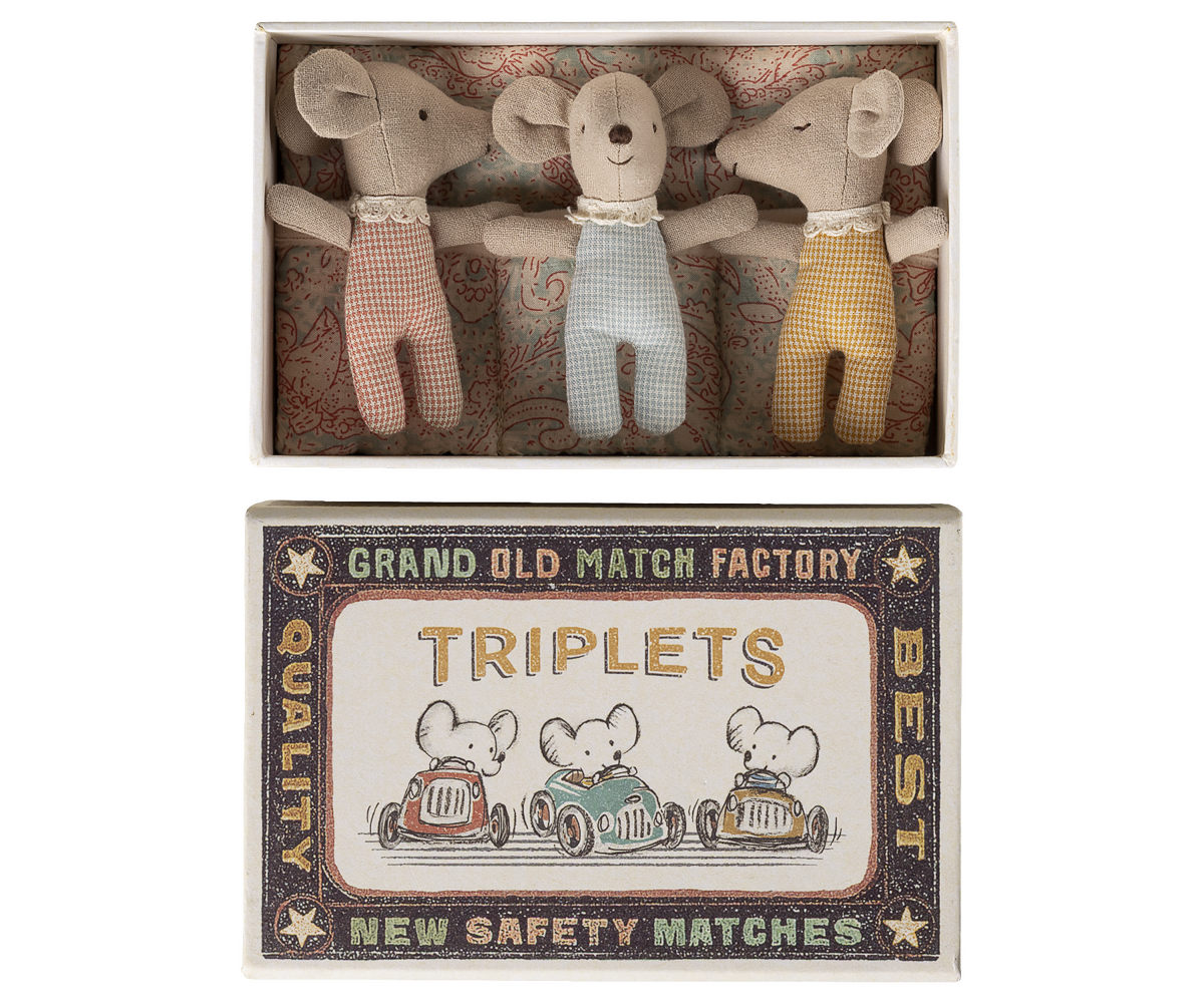 Triplets, Baby Mice in Matchbox - Checker