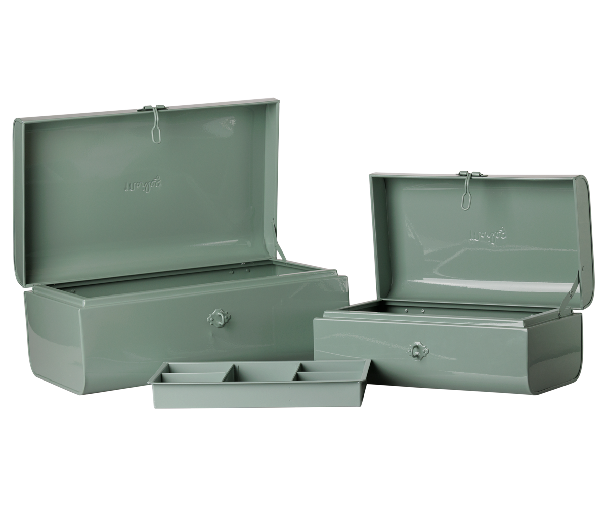 Storage suitcase set - Dark mint/Dark mint w. tray
