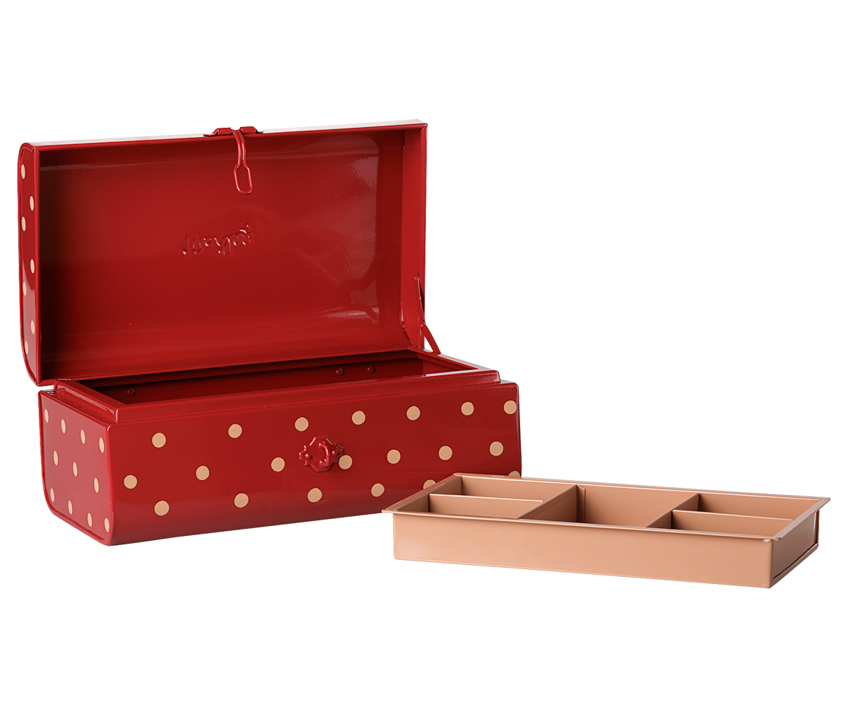 Storage suitcase, Small - Red w. tray