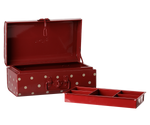 Storage suitcase, Small - Dark red w. tray