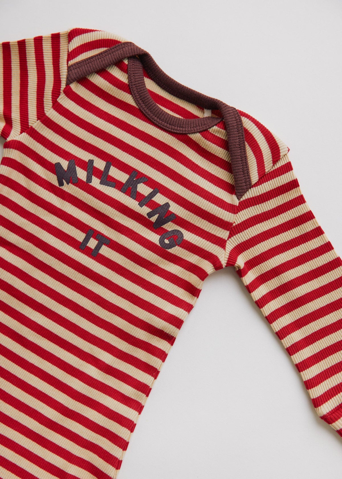 MILKING IT CRIMSON STRIPE ONESIE