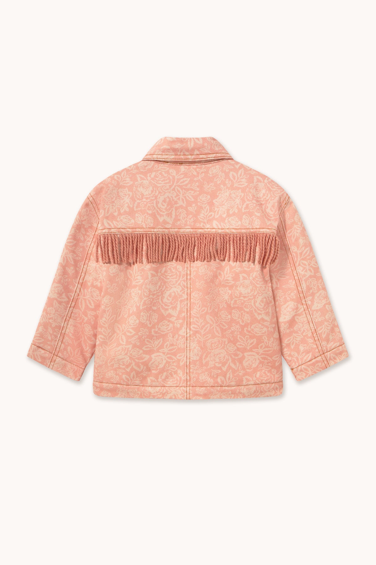 WHITE ROSES DENIM FRINGE JACKET
