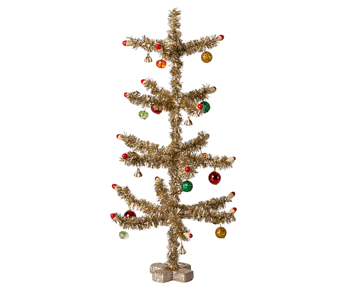 CHRISTMAS TREE, GOLD - RED AND GREEN DECORATION