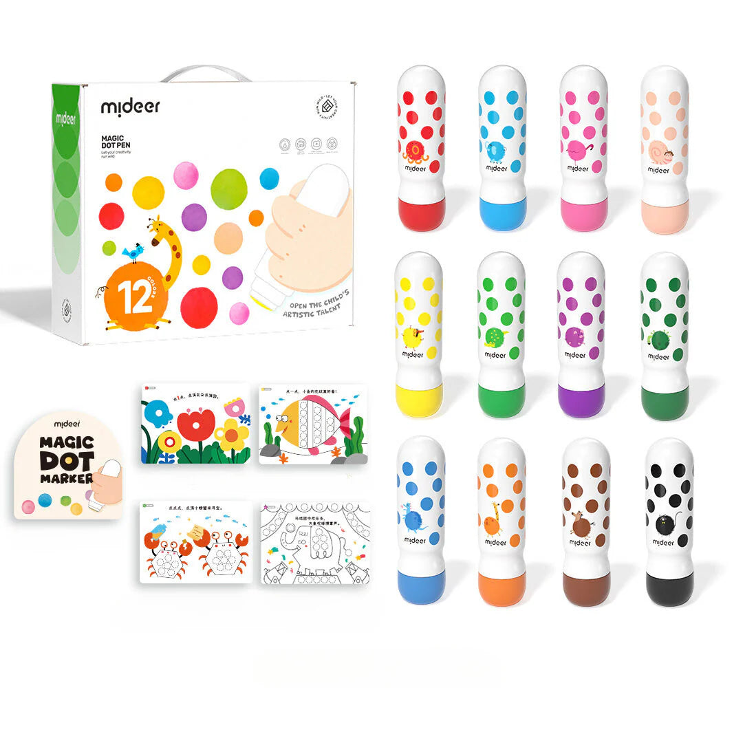WASHABLE DOT MARKERS - 12 COLORS