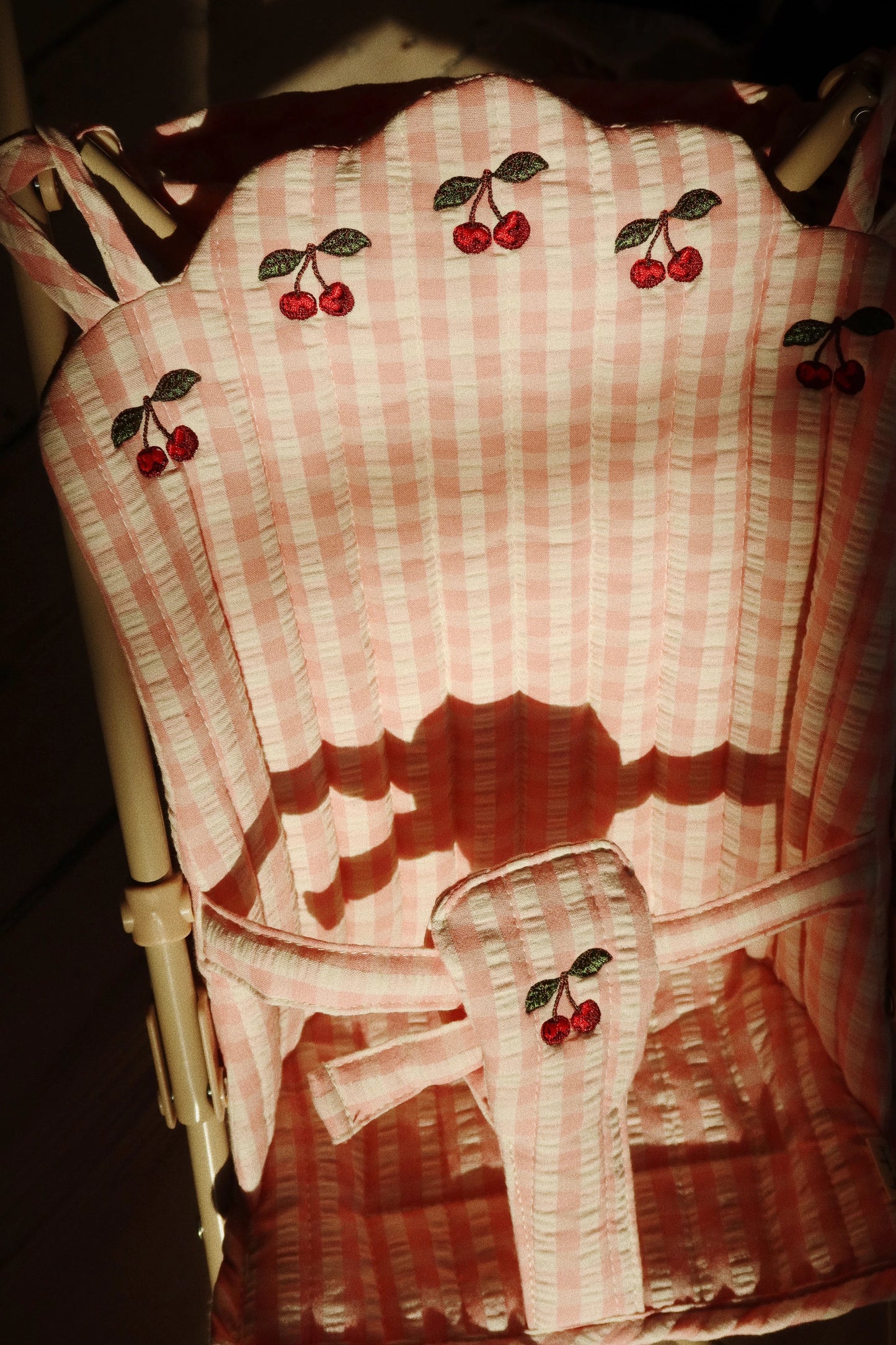 DOLL STROLLER - POWDER PINK CHECK