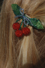 2 PACK BEADED CHERRY BOW HAIR CLIP - CHERRY lifestyle