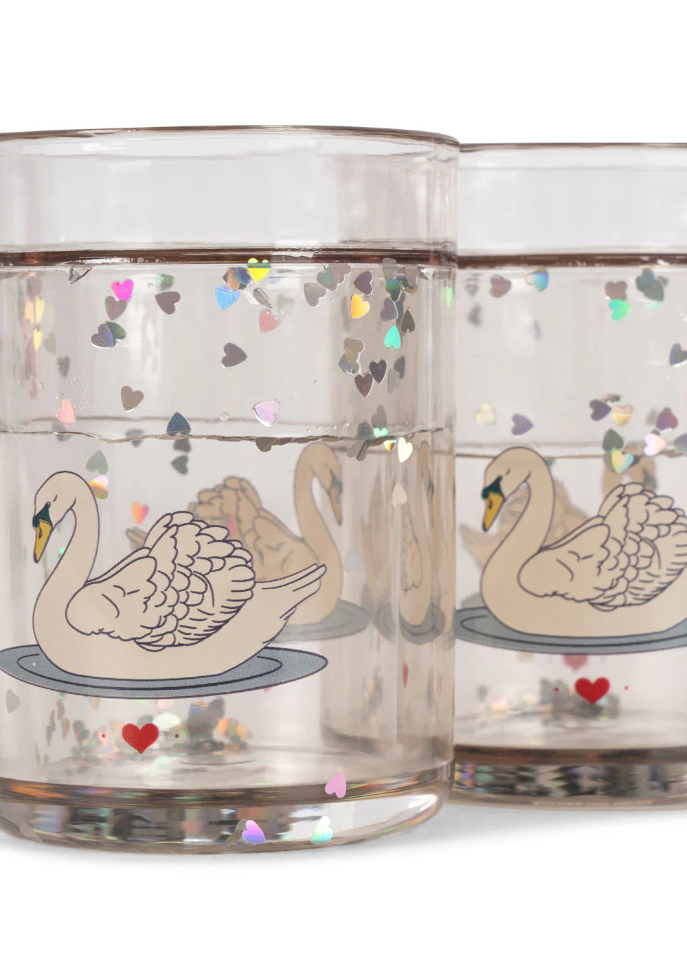 2 PACK GLITTER CUPS - SWAN OFF WHITE