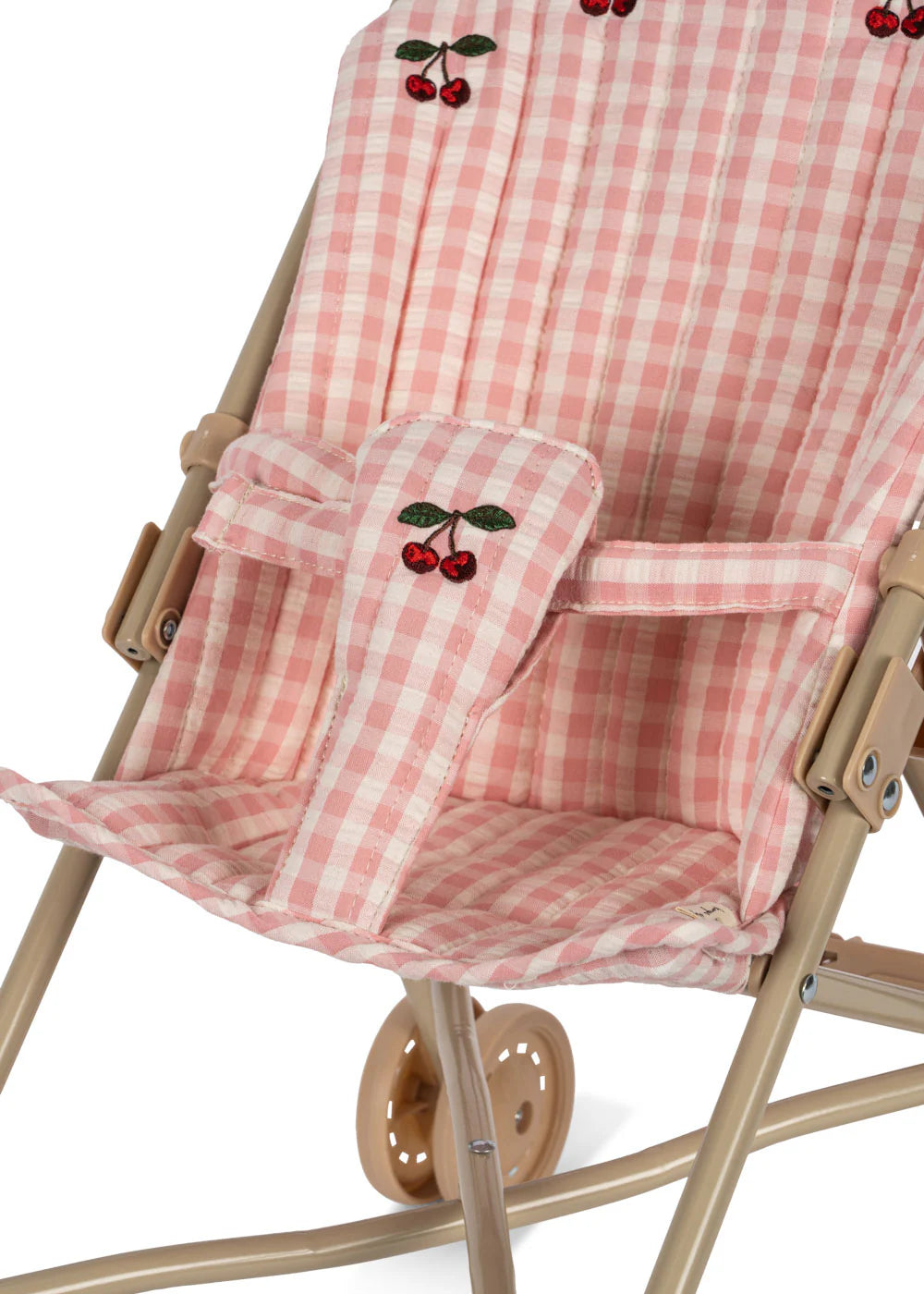 DOLL STROLLER - POWDER PINK CHECK