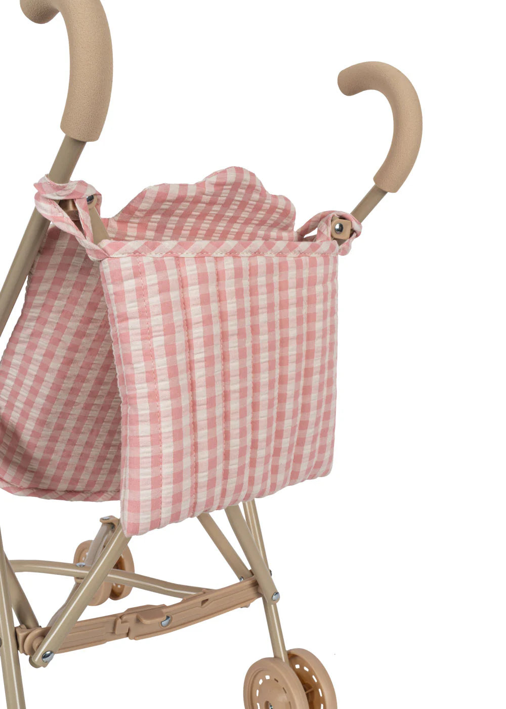 DOLL STROLLER - POWDER PINK CHECK