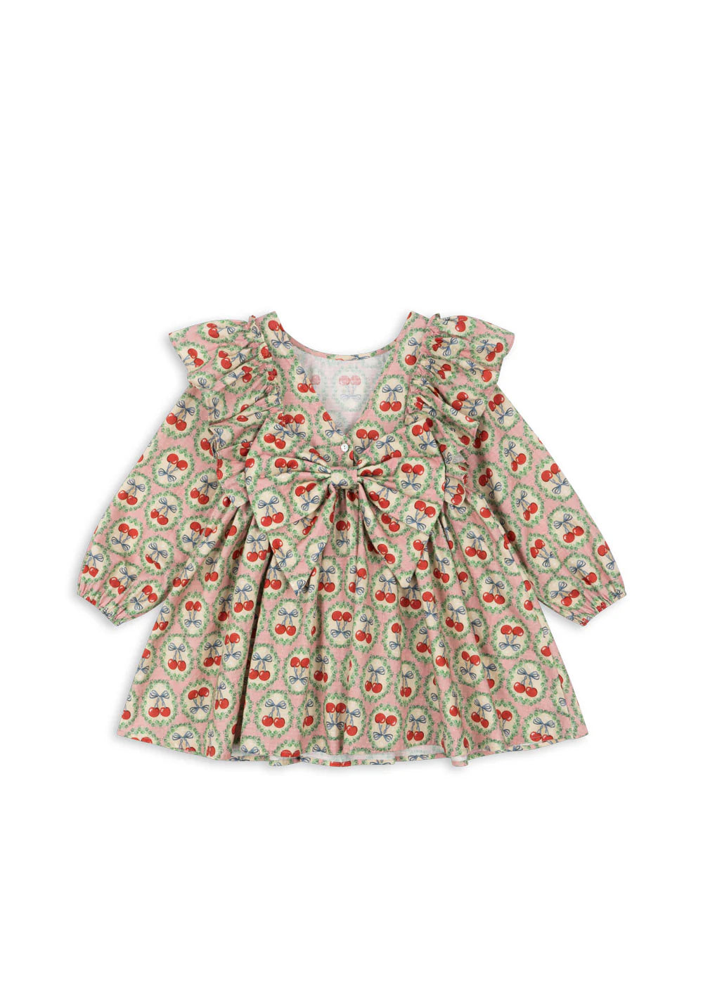 EVIA LS BOW DRESS GOTS - CHERRY BOW